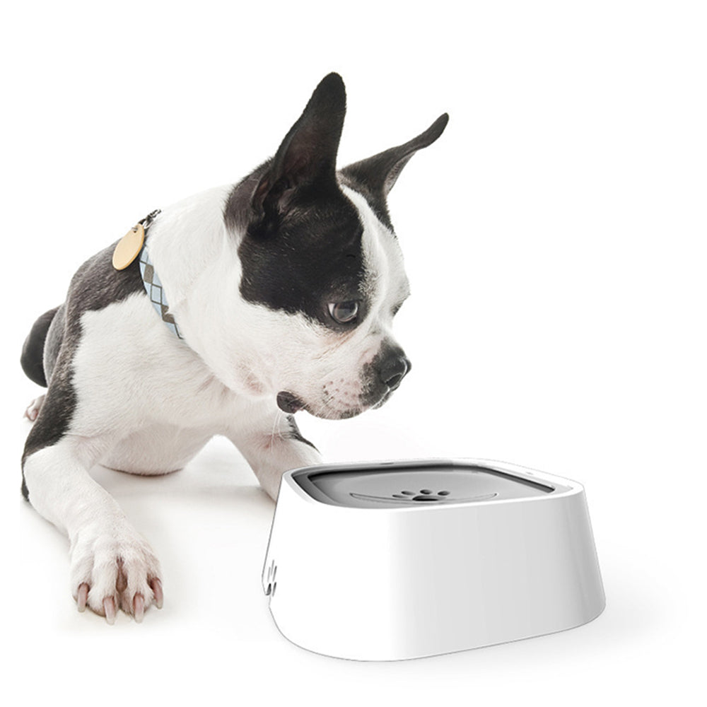 1.5L Pet Dog Cat Water Bowl No-Spill Slow Feeder Grey