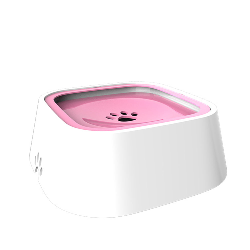 1.5L Pet Dog Cat Water Bowl No-Spill Slow Feeder Pink