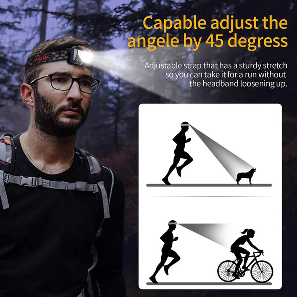 Rechargeable LED Headlamp Head Torch Headlight with Motion Sensor