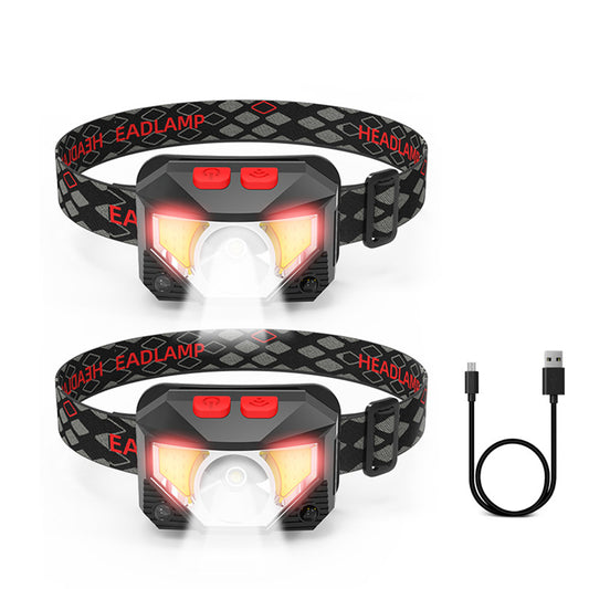 2Pcs Rechargeable LED Headlamp Head Torch Headlight with Motion Sensor