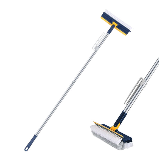 3-in-1 Scrape Cleaning Brush Floor Scrub Brush with Long Handle Blue