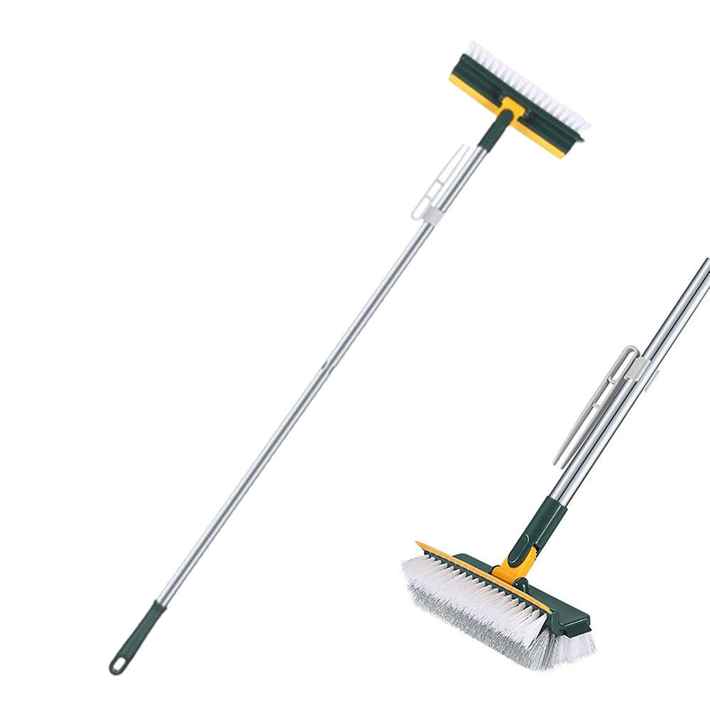 3-in-1 Scrape Cleaning Brush Floor Scrub Brush with Long Handle Green
