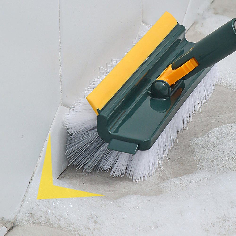 3-in-1 Scrape Cleaning Brush Floor Scrub Brush with Long Handle Green