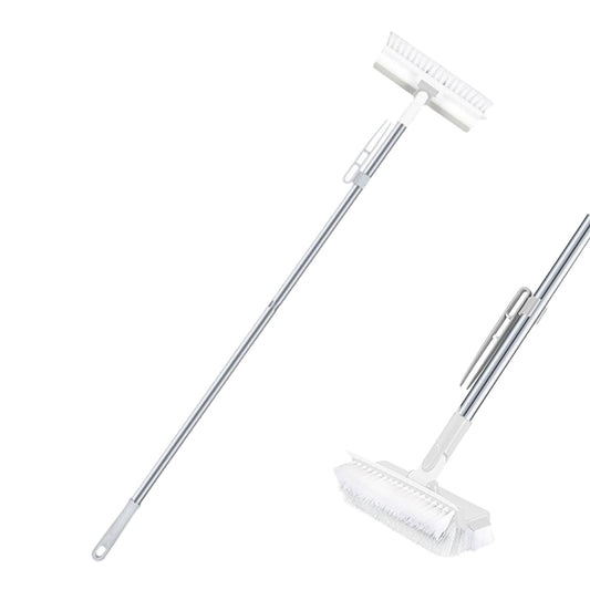 3-in-1 Scrape Cleaning Brush Floor Scrub Brush with Long Handle White