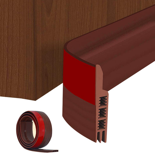 3-Tier Silicone Door Draft Stopper Seal Under Bottom Strip Self Adhesive Brown