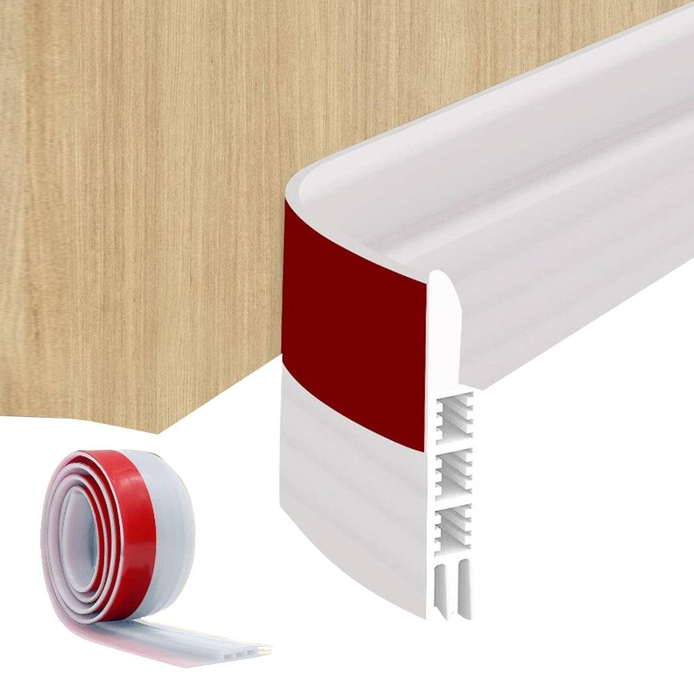 3-Tier Silicone Door Draft Stopper Seal Under Bottom Strip Self Adhesive White