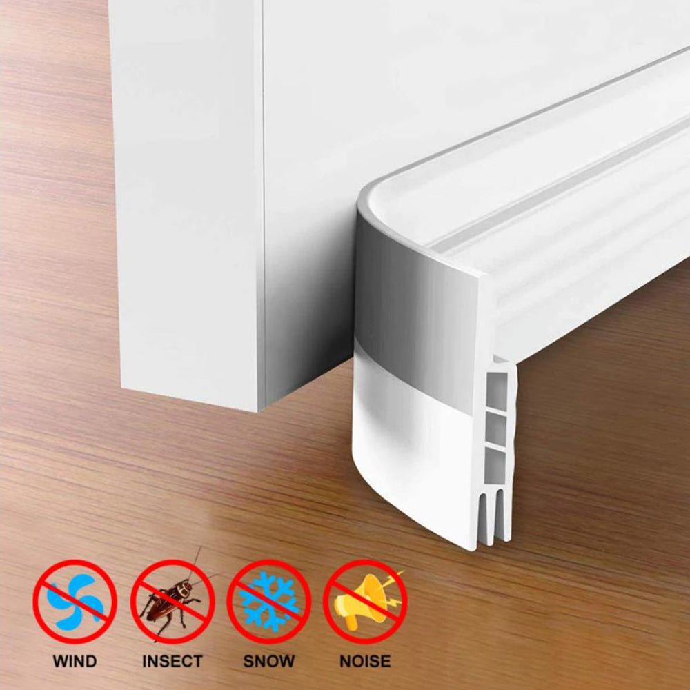 3-Tier Silicone Door Draft Stopper Seal Under Bottom Strip Self Adhesive White