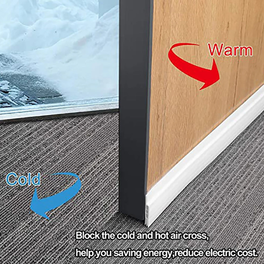 3-Tier Silicone Door Draft Stopper Seal Under Bottom Strip Self Adhesive White