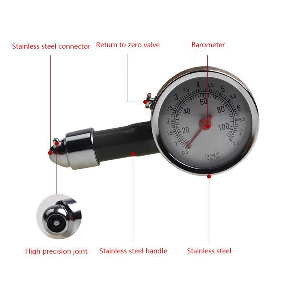 2Pcs Tire Pressure Guage Portable Car Bike Truck Tester Tyre Gauge Auto Dial