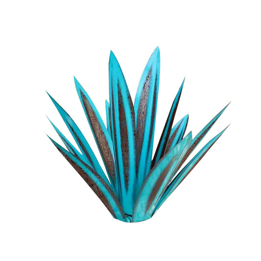 35cm Metal Art Agave Sculpture 9 Leaves Garden Decorations Ornament Blue