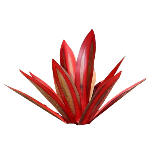 35cm Metal Art Agave Sculpture 9 Leaves Garden Decorations Ornament Red
