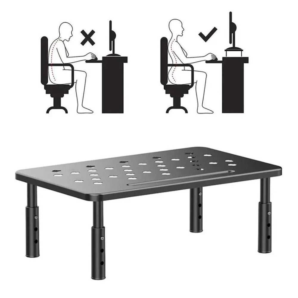 3 Height Adjustable Monitor Riser Laptop Printer Stand Desktop Shelf Black