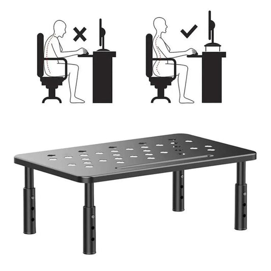 3 Height Adjustable Monitor Riser Laptop Printer Stand Desktop Shelf Black