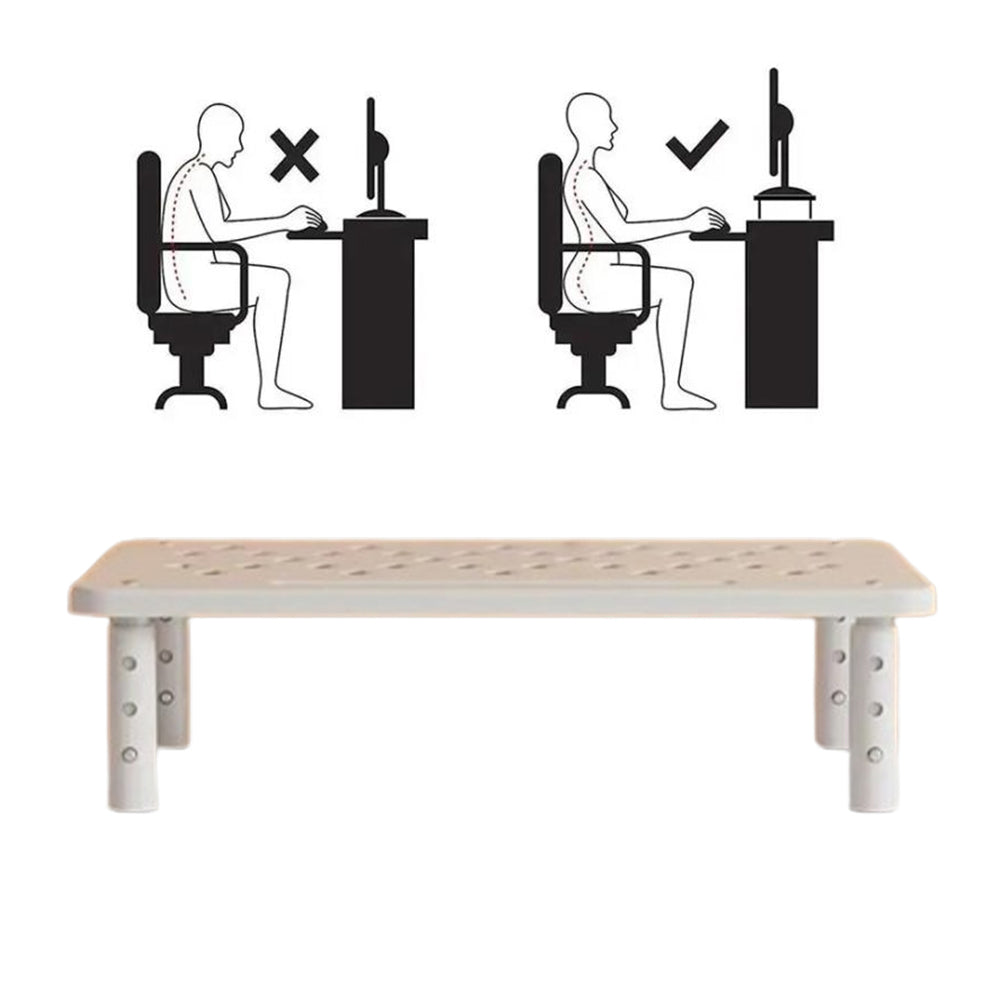 3 Height Adjustable Monitor Riser Laptop Printer Stand Desktop Shelf White