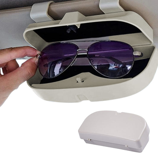 Car Sunglasses Case Box Visor Card Ticket Organizer Beige