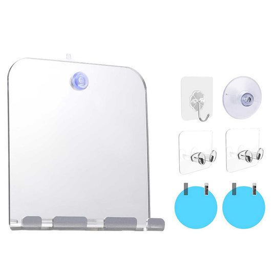 Rectangular Shower Mirror for Shaving Fogless with Suction Razor Holder
