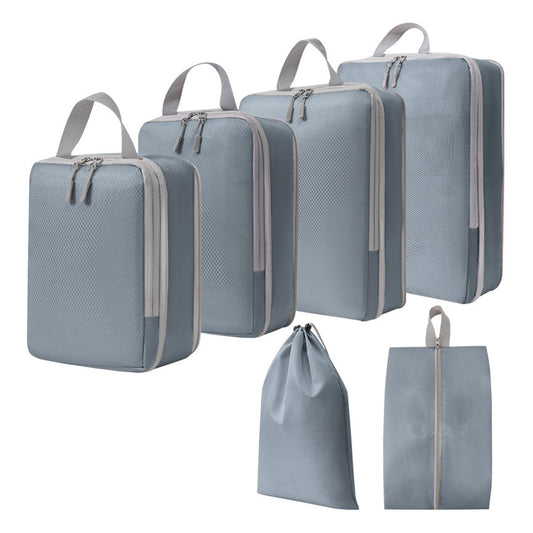 6Pcs Storage Compression Bags Luggage Travel Packing Cubes Organiser Grey