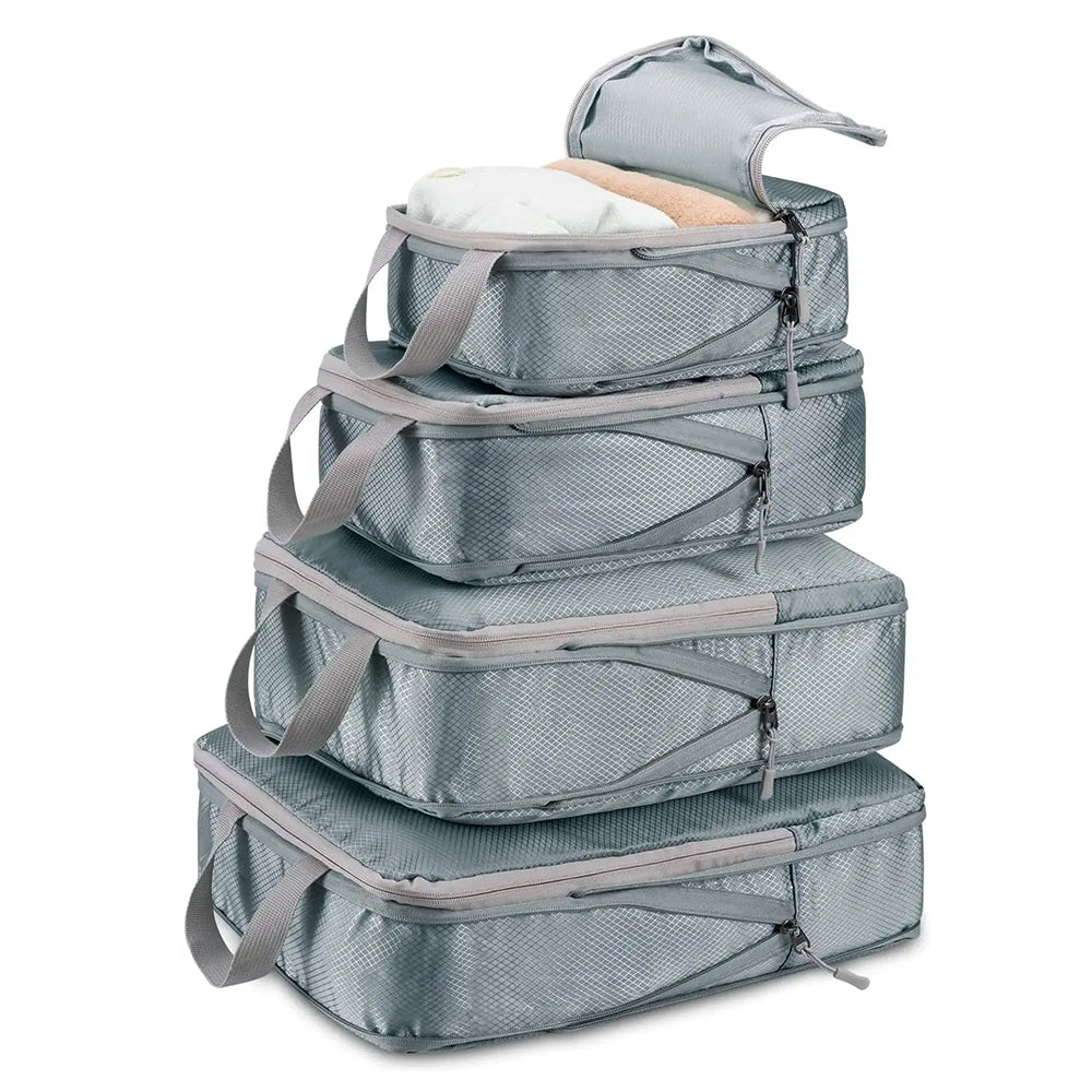 6Pcs Storage Compression Bags Luggage Travel Packing Cubes Organiser Grey