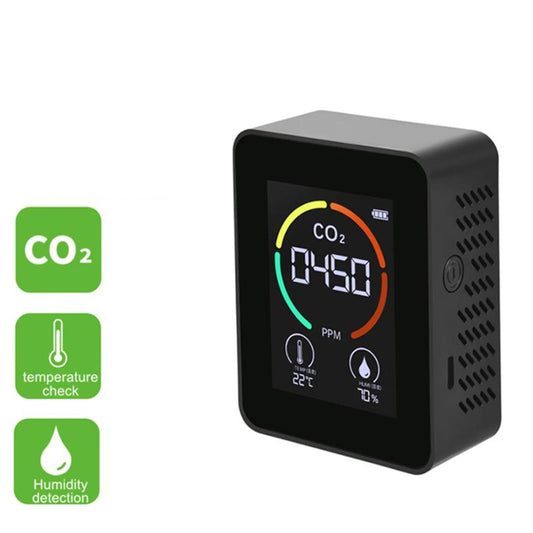 3 in 1 CO2 Detector Meter Temperature Humidity Air Quality Monitor Black