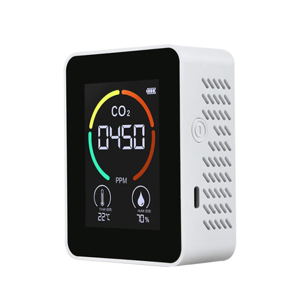 3 in 1 CO2 Detector Meter Temperature Humidity Air Quality Monitor White