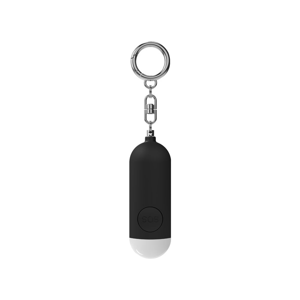 130dB Rechargeable Personal Safety Alarm Keychain with LED Light Black