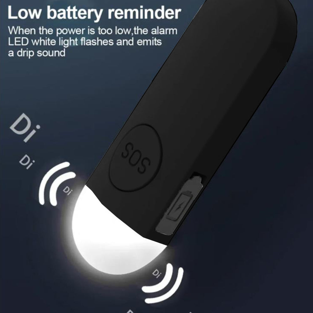 130dB Rechargeable Personal Safety Alarm Keychain with LED Light Black