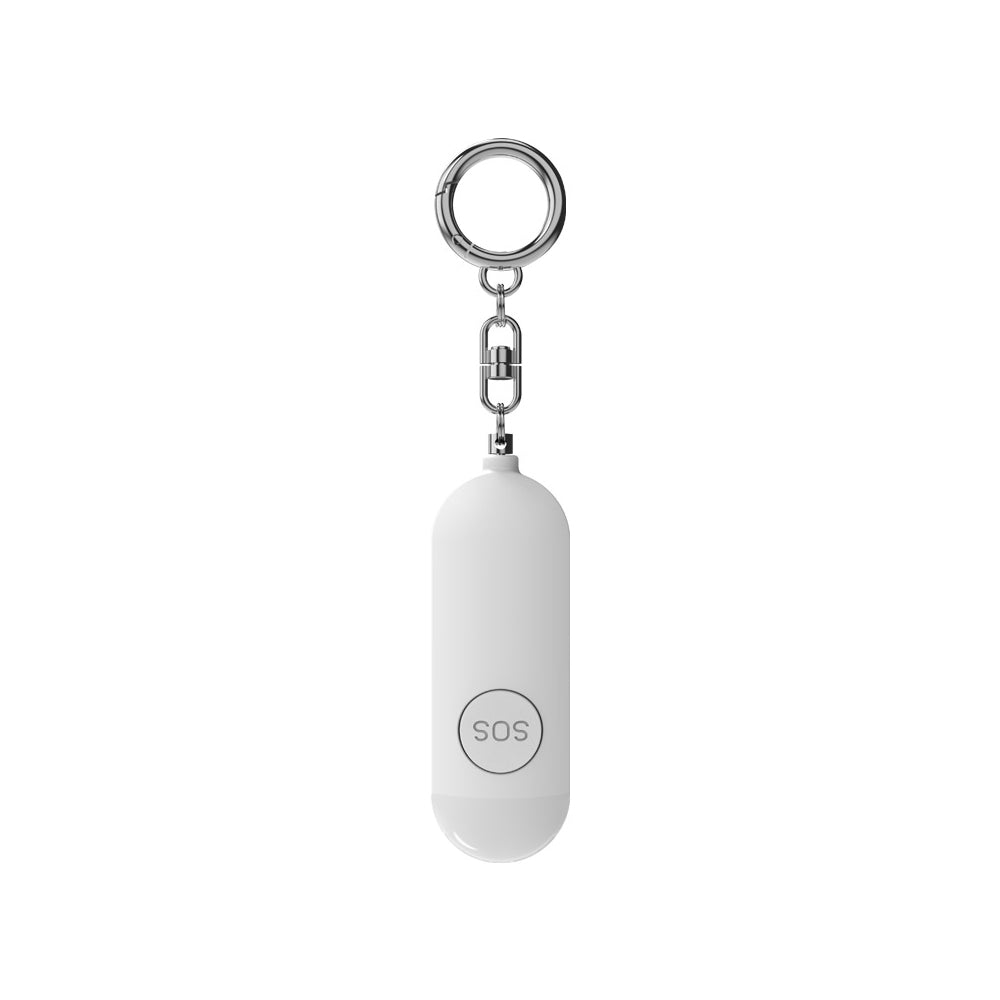 130dB Rechargeable Personal Safety Alarm Keychain with LED Light White