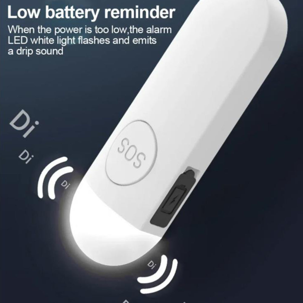 130dB Rechargeable Personal Safety Alarm Keychain with LED Light White