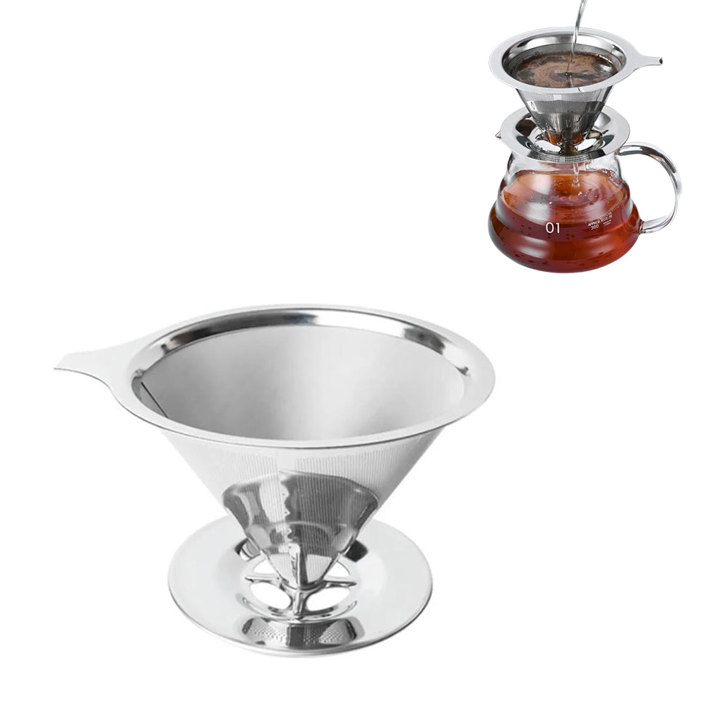 Reusable Coffee Tea Cup Drip Filter Mesh Holder Stainless Steel Funnel