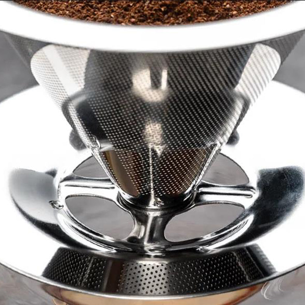 2Pcs Reusable Coffee Tea Cup Drip Filter Mesh Holder Stainless Steel Funnel