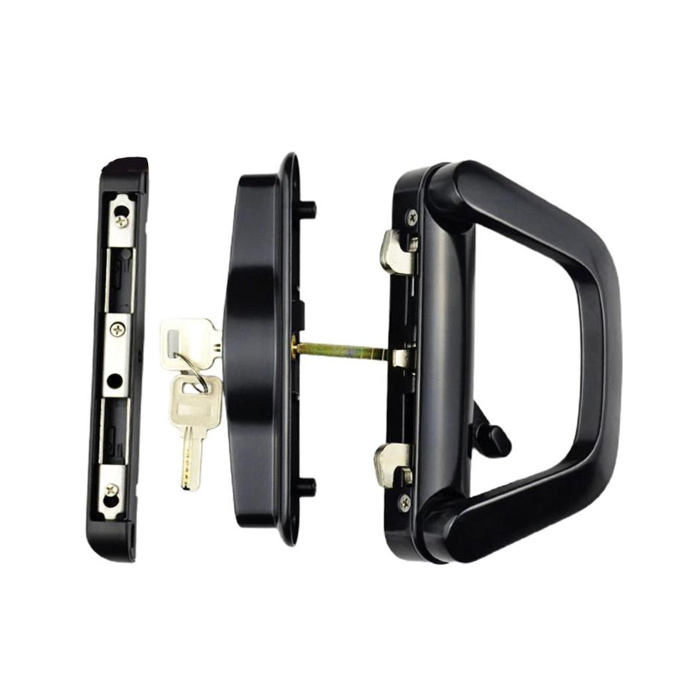 Sliding Door Lock Handle Security Door Locks Set with Keys Black