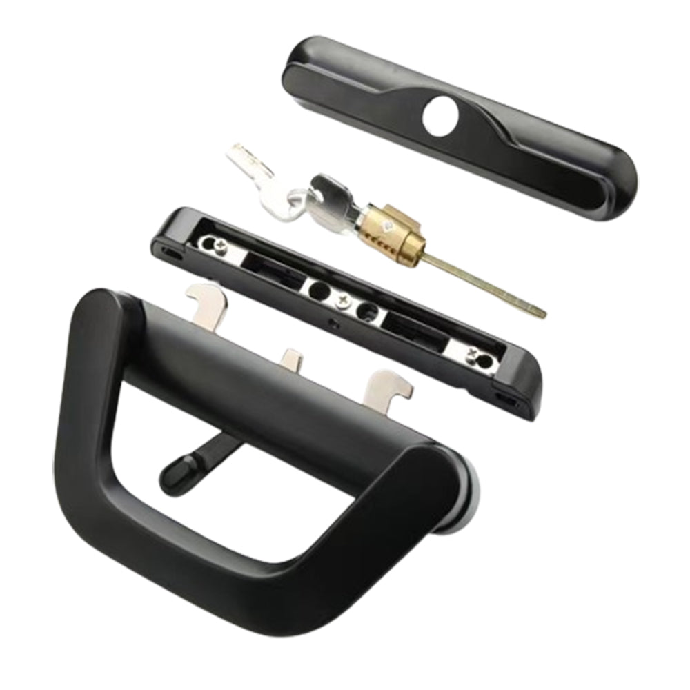 Sliding Door Lock Handle Security Door Locks Set with Keys Black