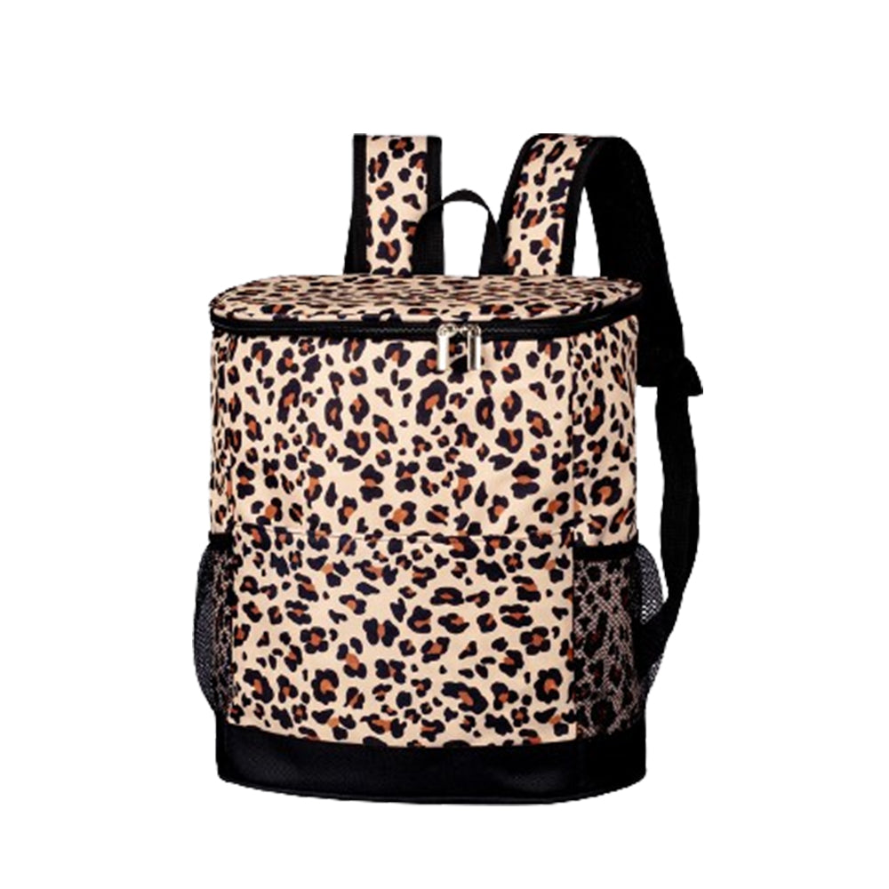 Insulate Cooler Backpack Lunch Bag for Outdoor Hiking Light Leopard Print