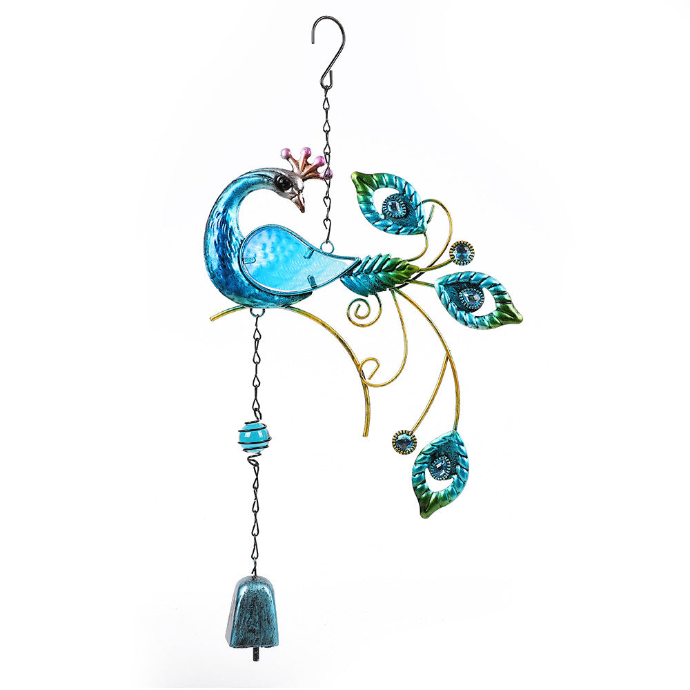 Wind Chimes Metal Phoenix Bird Ornament Garden Hanging Bells Outdoor Blue