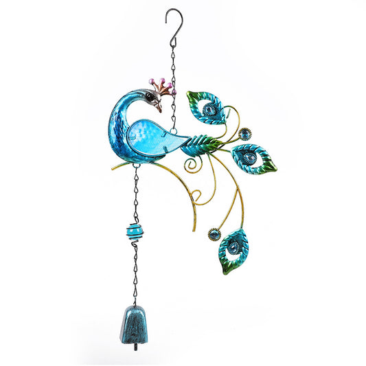 Wind Chimes Metal Phoenix Bird Ornament Garden Hanging Bells Outdoor Blue