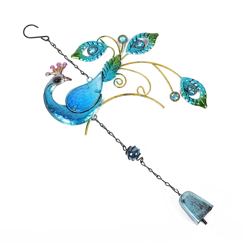 Wind Chimes Metal Phoenix Bird Ornament Garden Hanging Bells Outdoor Blue