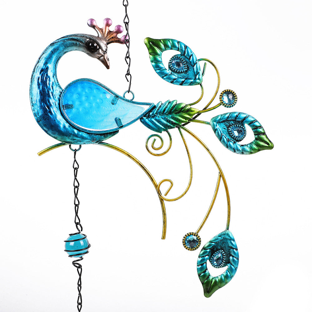 Wind Chimes Metal Phoenix Bird Ornament Garden Hanging Bells Outdoor Blue