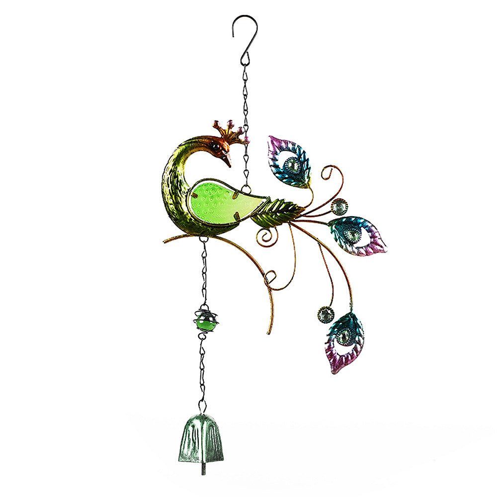 Wind Chimes Metal Phoenix Bird Ornament Garden Hanging Bells Outdoor Green