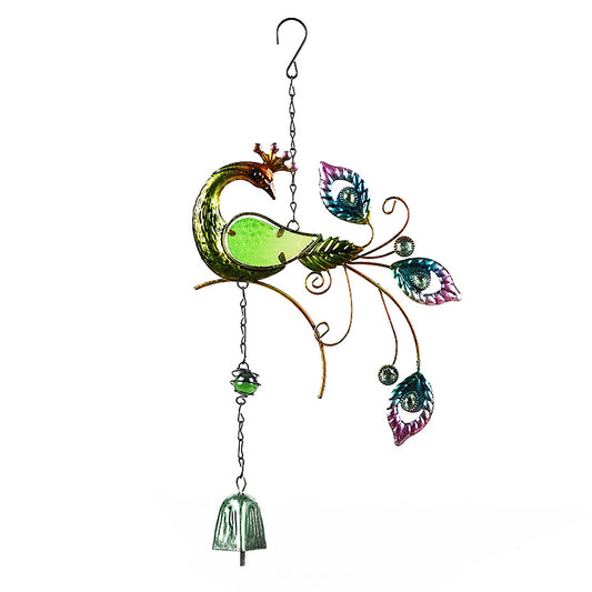 Wind Chimes Metal Phoenix Bird Ornament Garden Hanging Bells Outdoor Green