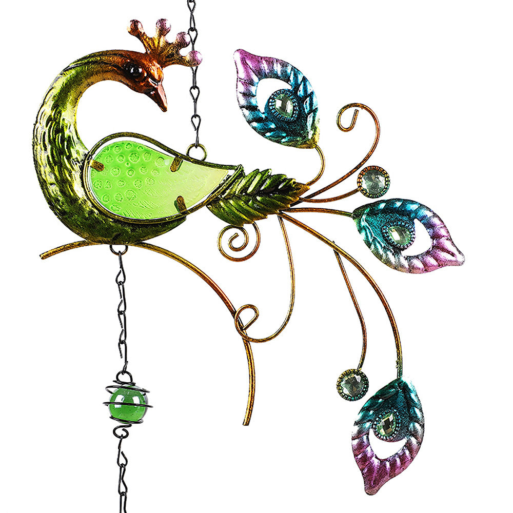 Wind Chimes Metal Phoenix Bird Ornament Garden Hanging Bells Outdoor Green