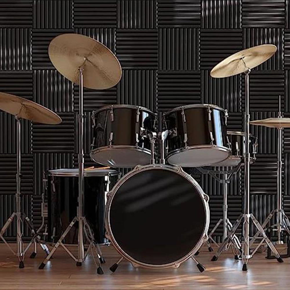 12Pcs Studio Acoustic Foam Sound Absorbtion Proofing Panel Soundproof Black