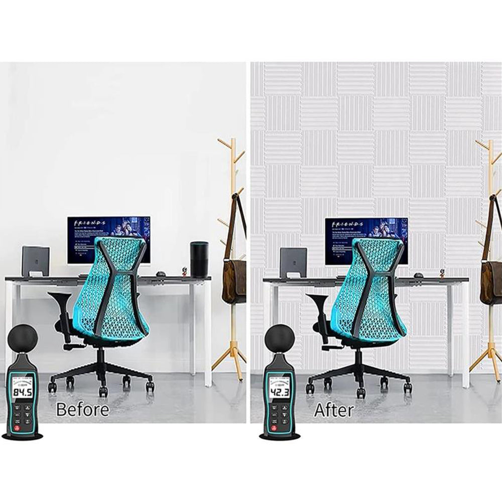 12Pcs Studio Acoustic Foam Sound Absorbtion Proofing Panel Soundproof Black