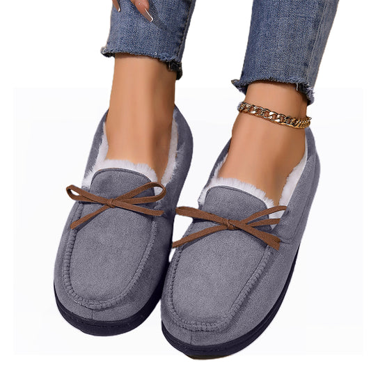 Winter Comfy Sherpa Ladies Soft Warm Moccasin Shoes Grey EU38-39