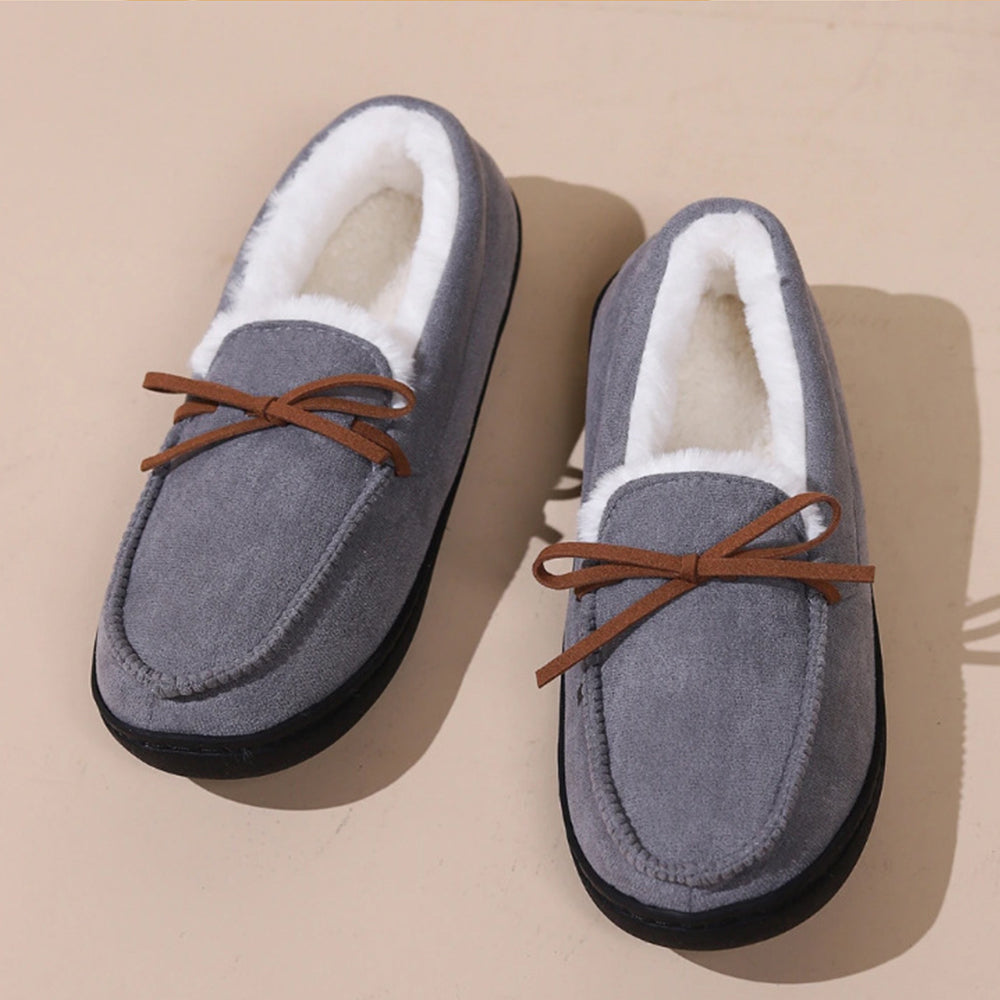Winter Comfy Sherpa Ladies Soft Warm Moccasin Shoes Grey EU38-39