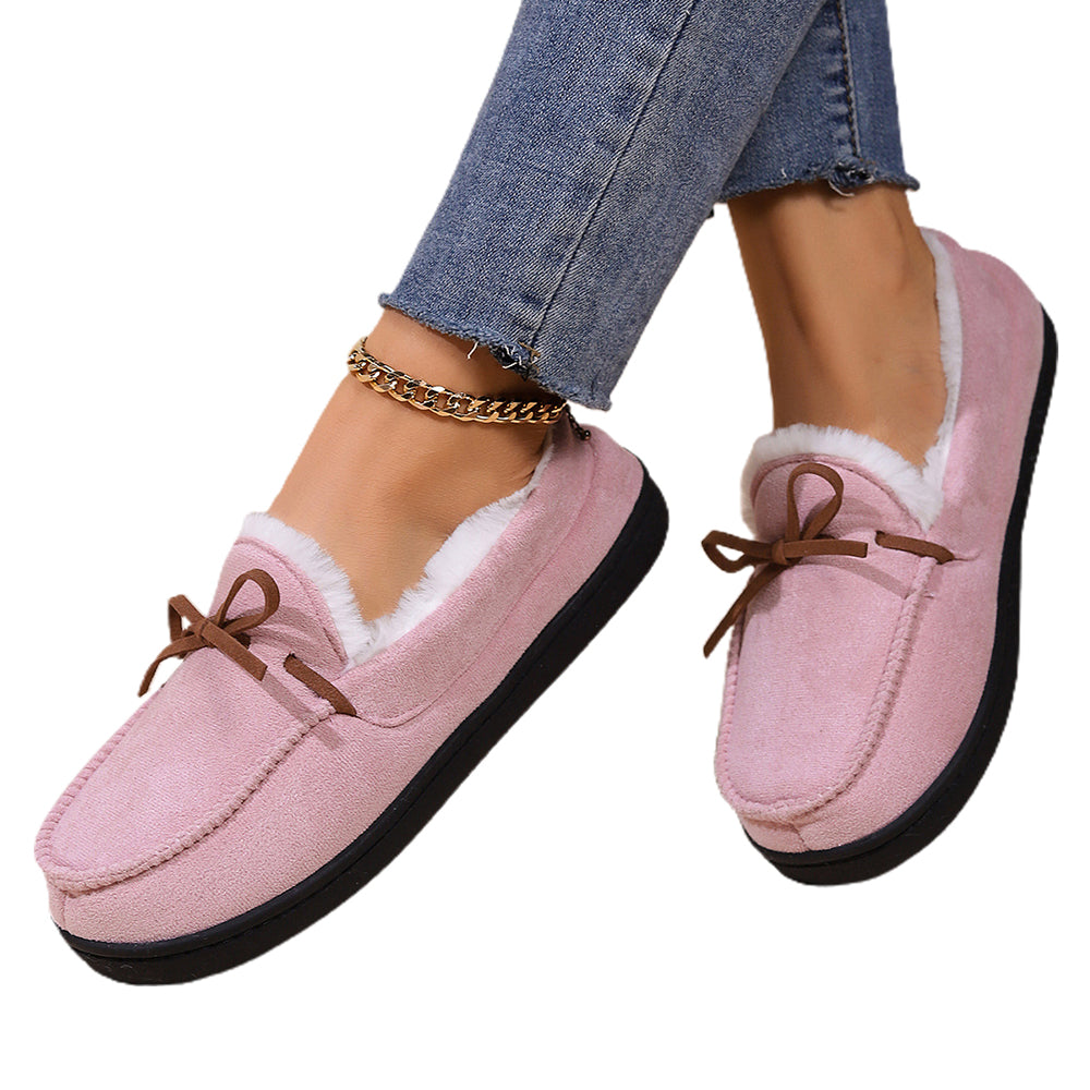 Winter Comfy Sherpa Ladies Soft Warm Moccasin Shoes Pink EU38-39