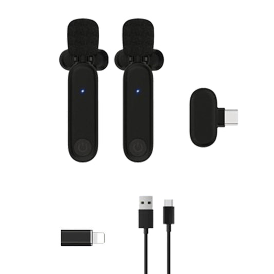 2.4G Wireless Lavalier Microphone with 2 Receiver Black