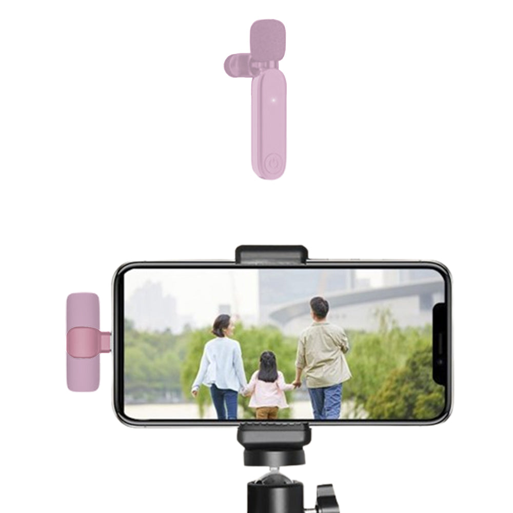 2.4G Wireless Lavalier Microphone with 2 Receiver Pink