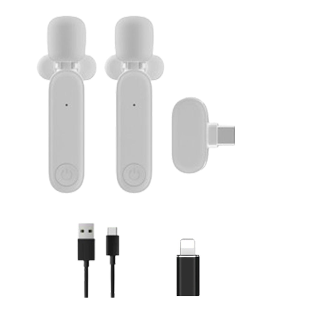 2.4G Wireless Lavalier Microphone with 2 Receiver White