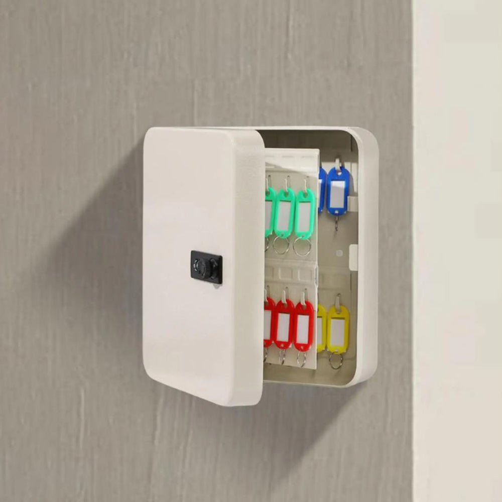 20 Keys Safe Lock Cabinet Storage Box Combination Organizer Wall Mount White