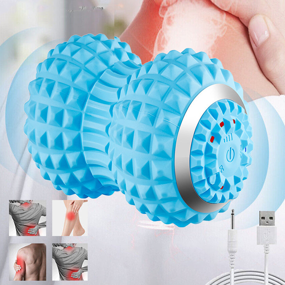 Vibrating Roller Massager Electric Massage Ball Muscle Pain Relief Blue